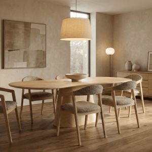 Eettafel wolk met houten kolom ovaal – Skylt