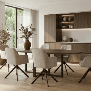 Eettafel Potato met halve plus frame – Tabaco