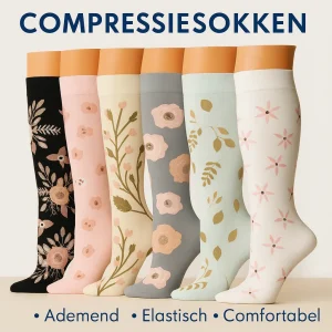 6 paar Compressiesokken – Bloemen