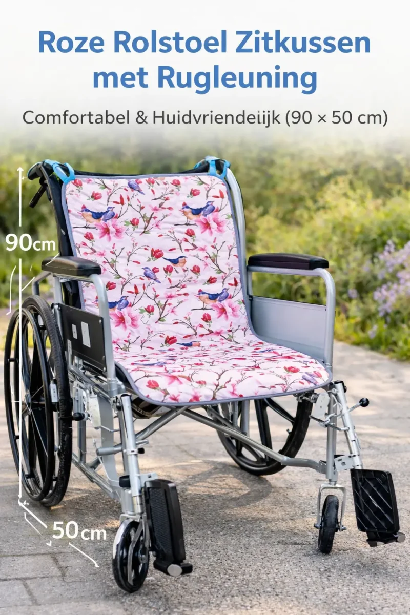 Roze Rolstoel Zitkussen met Rugleuning - Afbeelding 2