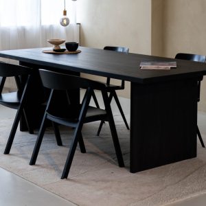 Eettafel rechthoekig met blok – Dark smoke intense