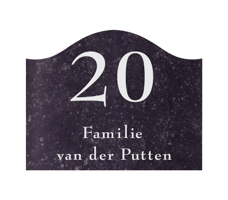 Naambord natuursteen – Belgisch hardsteen 240×190 mm (566A)