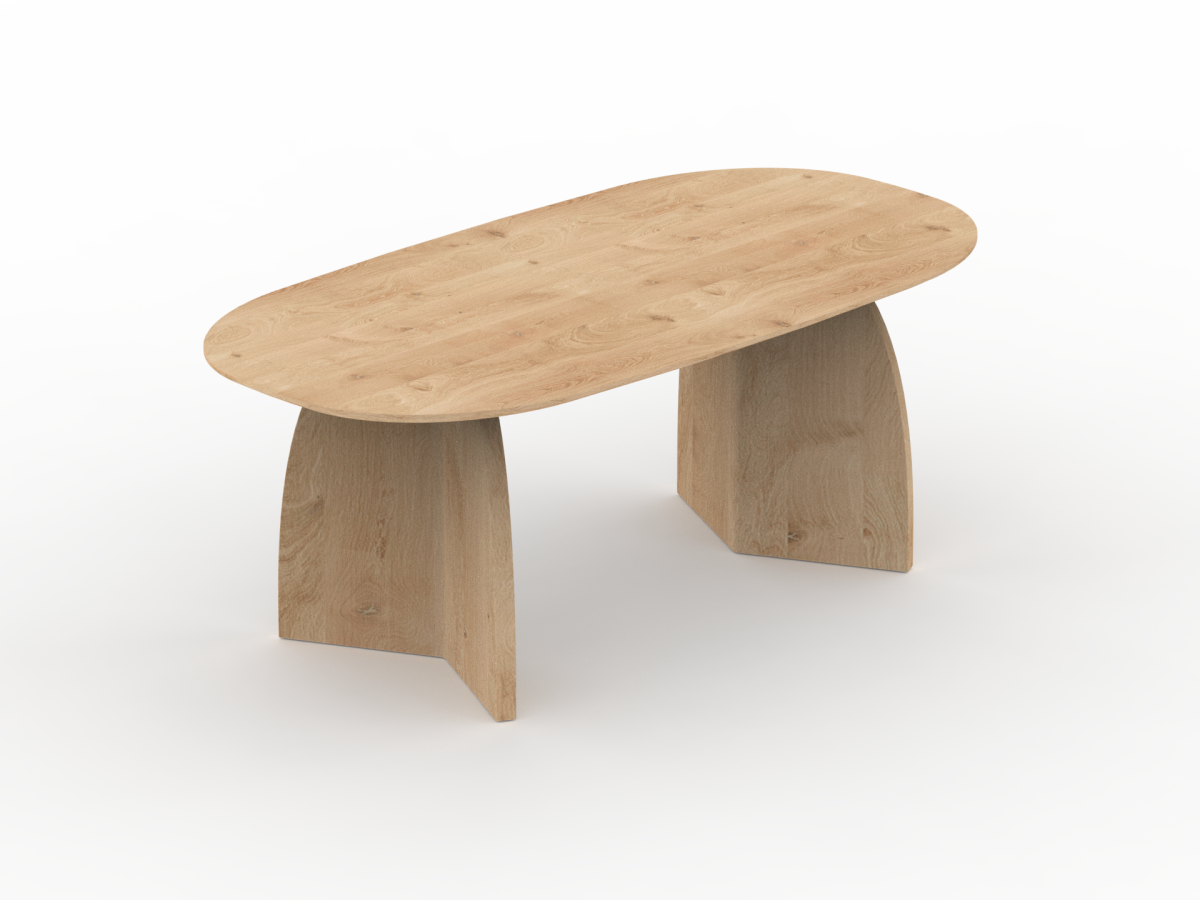 Eettafel semi deens ovaal met V houten onderstel - Afbeelding 3