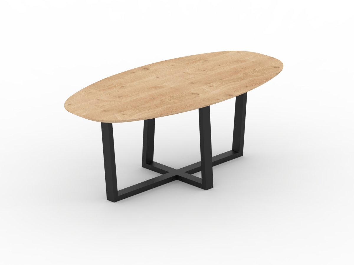 Eettafel semi ovaal met plus frame