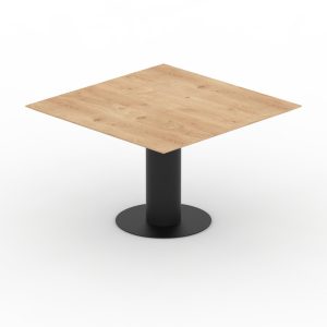 Vierkant eiken eettafel met kolom
