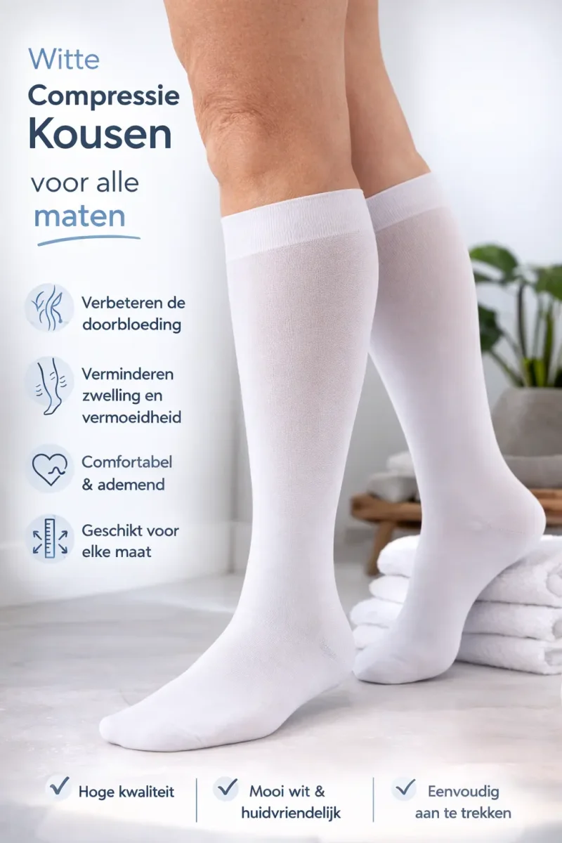 Witte Compressiekousen – Ondersteuning en Comfort voor Elke Dag