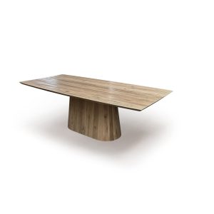Eettafel half ovaal met houten tafelpoot ovaal