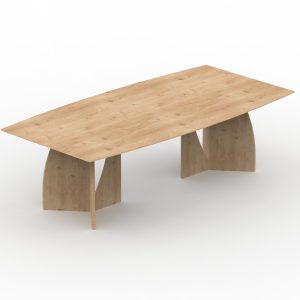 Eettafel half ovaal met schuin 3 voet