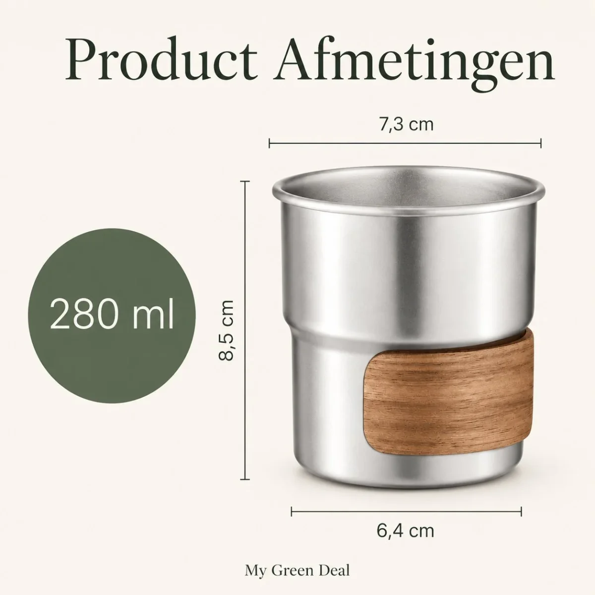 RVS koffiekopjes met hout van 4 Zilver - 280ML - Afbeelding 4